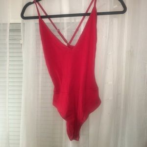 Ribbed Red Bodysuit